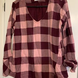Size medium maroon checkered shirt